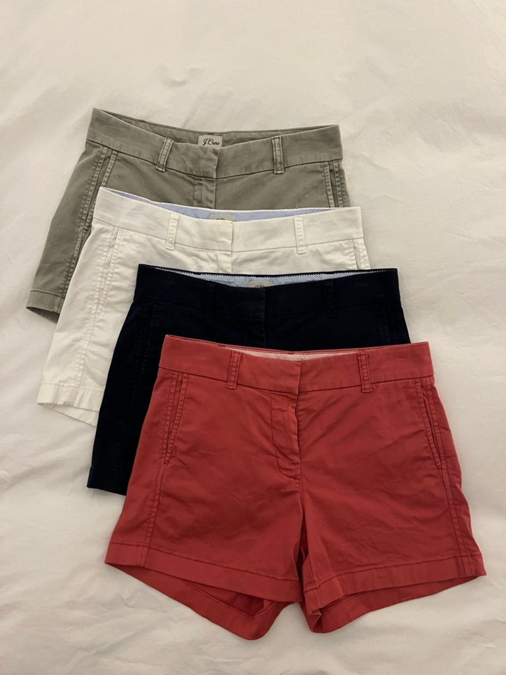 4-piece bundle of J. Crew Women’s 4” Chino Shorts, size 2